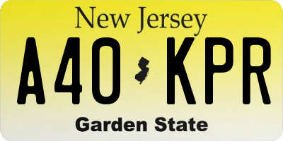 NJ license plate A40KPR