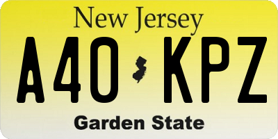 NJ license plate A40KPZ