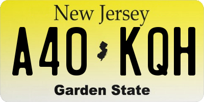 NJ license plate A40KQH