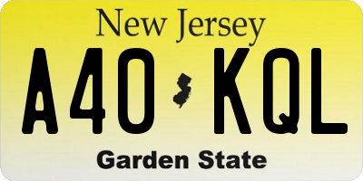 NJ license plate A40KQL