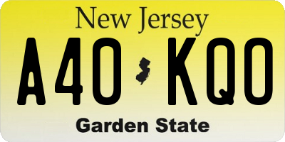NJ license plate A40KQO