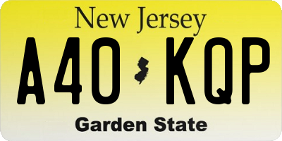 NJ license plate A40KQP