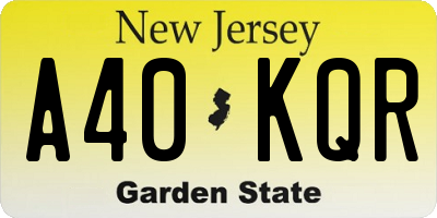 NJ license plate A40KQR
