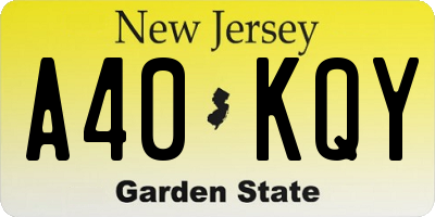 NJ license plate A40KQY
