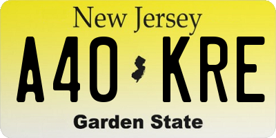 NJ license plate A40KRE