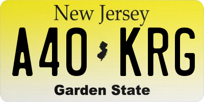 NJ license plate A40KRG