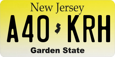 NJ license plate A40KRH