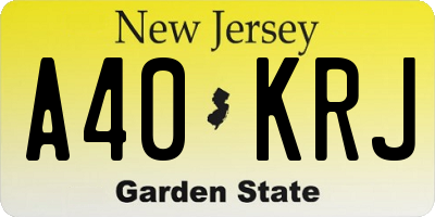 NJ license plate A40KRJ