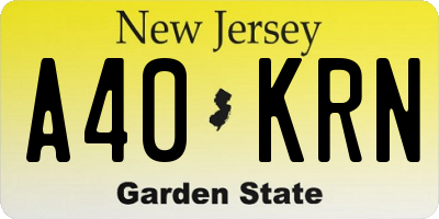 NJ license plate A40KRN