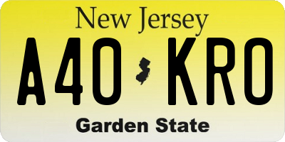 NJ license plate A40KRO