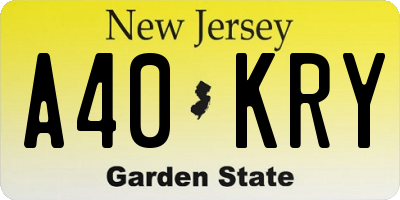 NJ license plate A40KRY