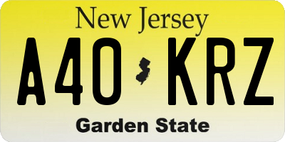 NJ license plate A40KRZ