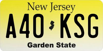 NJ license plate A40KSG