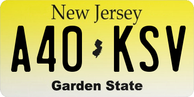 NJ license plate A40KSV