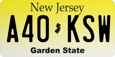 NJ license plate A40KSW