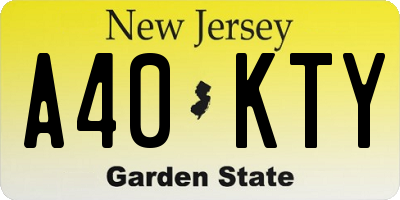 NJ license plate A40KTY