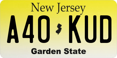 NJ license plate A40KUD