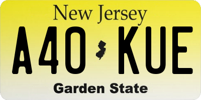 NJ license plate A40KUE