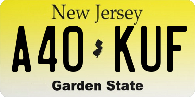 NJ license plate A40KUF
