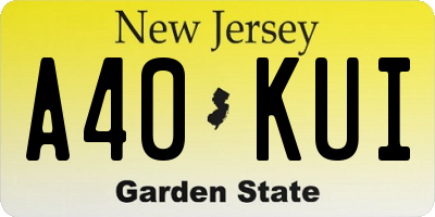 NJ license plate A40KUI