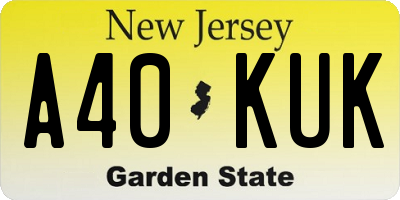 NJ license plate A40KUK