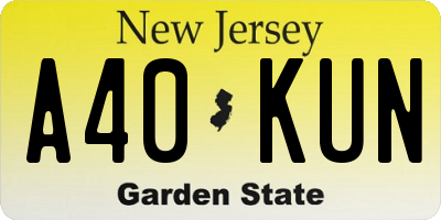 NJ license plate A40KUN
