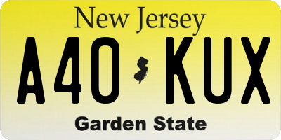 NJ license plate A40KUX