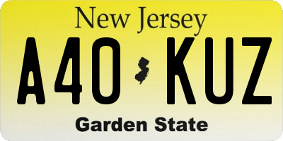 NJ license plate A40KUZ