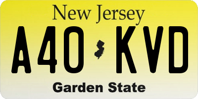 NJ license plate A40KVD