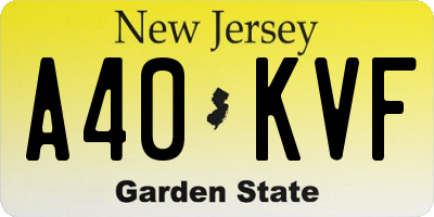 NJ license plate A40KVF