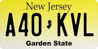 NJ license plate A40KVL