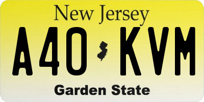 NJ license plate A40KVM