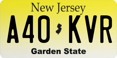 NJ license plate A40KVR