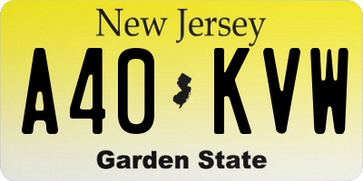 NJ license plate A40KVW