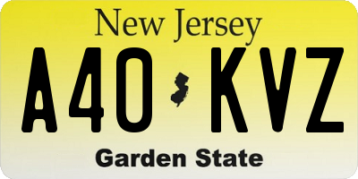 NJ license plate A40KVZ
