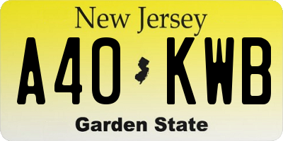 NJ license plate A40KWB