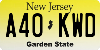 NJ license plate A40KWD