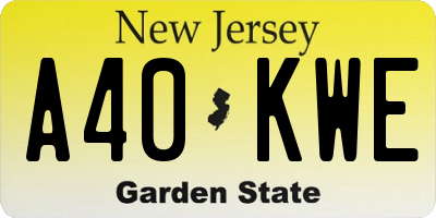 NJ license plate A40KWE