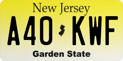 NJ license plate A40KWF