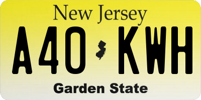 NJ license plate A40KWH