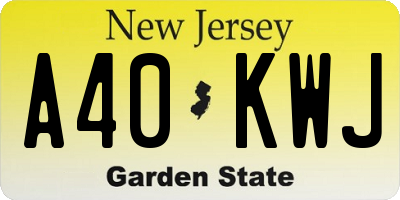 NJ license plate A40KWJ