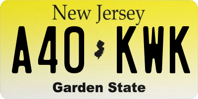 NJ license plate A40KWK