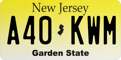 NJ license plate A40KWM