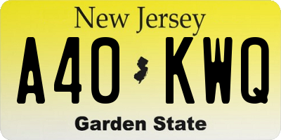 NJ license plate A40KWQ