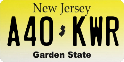 NJ license plate A40KWR