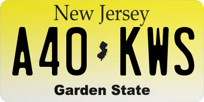 NJ license plate A40KWS