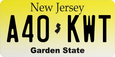 NJ license plate A40KWT