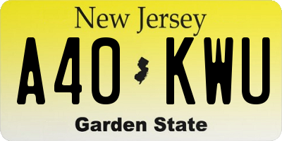 NJ license plate A40KWU