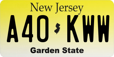 NJ license plate A40KWW