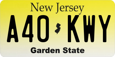NJ license plate A40KWY